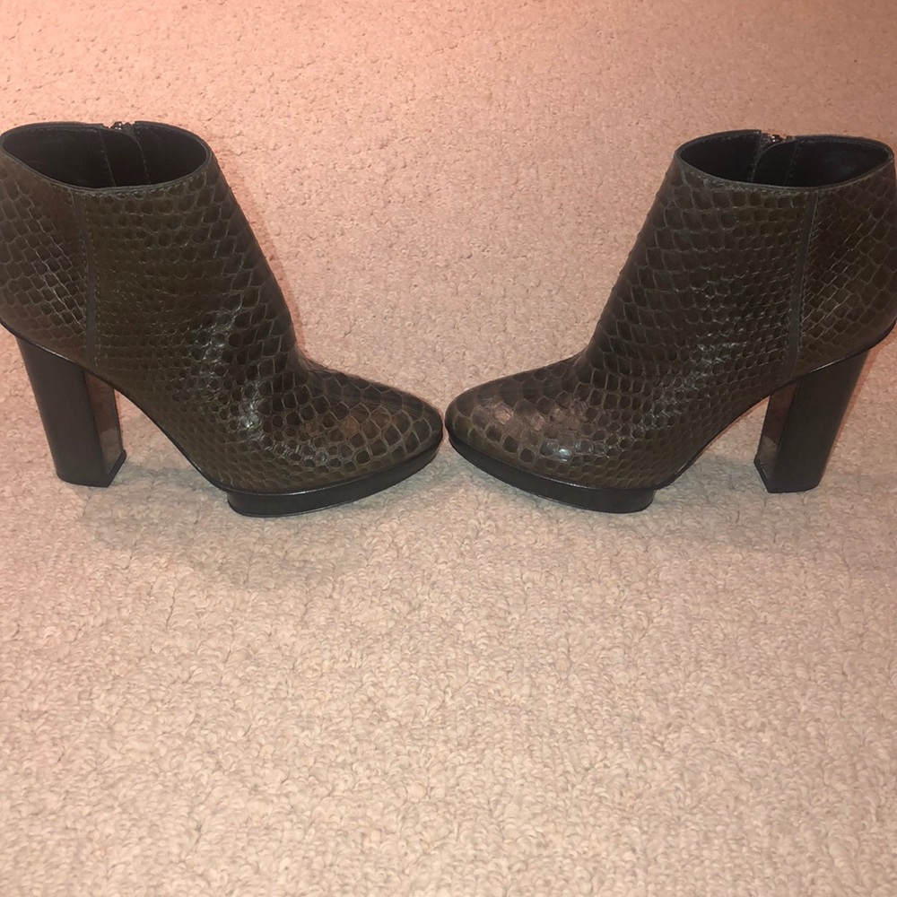 Brown crocodile ankle boot